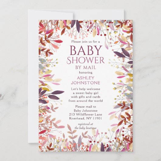 Babydusche per Post Wasserfarben Wildblume Blüte Einladung (Vorderseite)