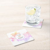 *~* Babydusche Pfirsich Pink Blütenfüße Wasserfarb Rechteckiger Pappuntersetzer (Vor Ort)