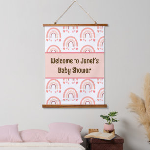 Babydusche/Pflegeprodukte pink Wandteppich Mit Holzrahmen