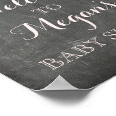 Babydusche Pink Aquarell Blume Halbpension Poster (Ecke)