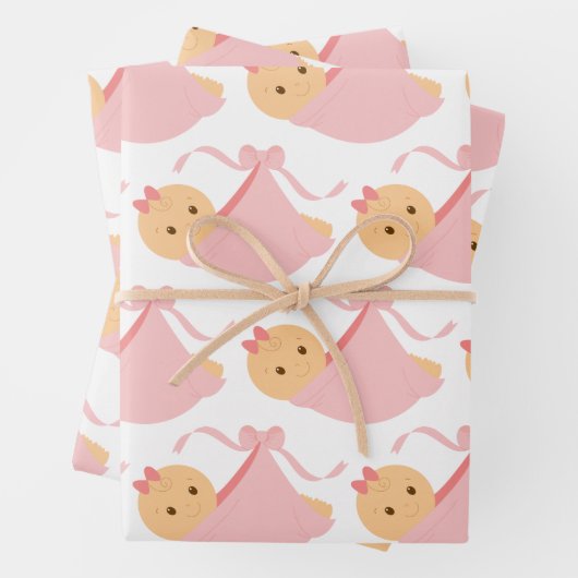 Babydusche Pink Baby Wrapping Paper Geschenkpapier Set (Beispiel)