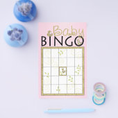 Babydusche Pink BINGO "Gold Birds" Flyer (Einzeln)
