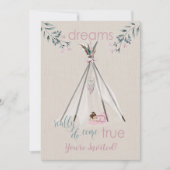 Babydusche Pink Boho Tipi DreamCatcher Einladung (Vorderseite)
