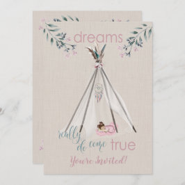 Babydusche Pink Boho Tipi DreamCatcher Einladung