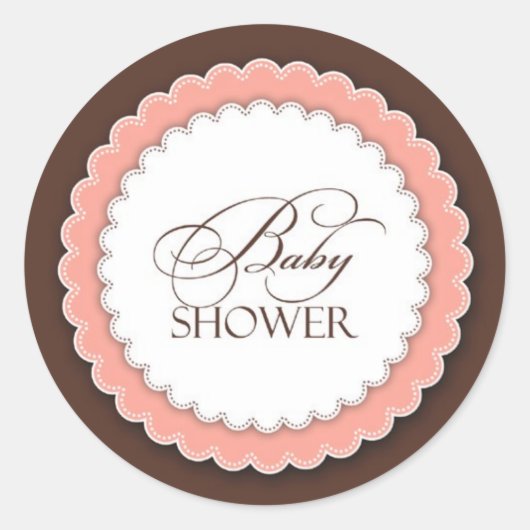 Babydusche Pink Brown Runder Aufkleber (Vorderseite)