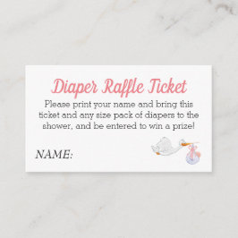 Babydusche Pink Diaper Raffle Stork Baby Girl Begleitkarte
