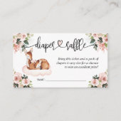 Babydusche Pink Floral Wasserfarben Hirsch Begleitkarte (Vorderseite)