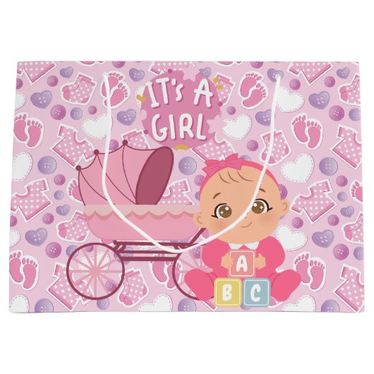 Babydusche Pink Girl Große Geschenktüte (Vorderseite)