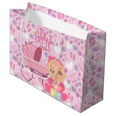 Babydusche Pink Girl Große Geschenktüte (Vorderseite Schrägansicht)