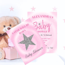 Babydusche Pink Girl Niedlich Star ist Geboren Einladung