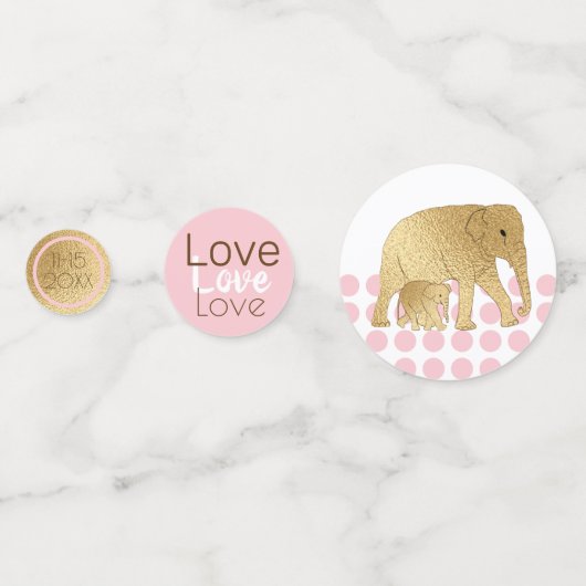 Babydusche Pink Gold Elephant Konfetti (Rückseiten)