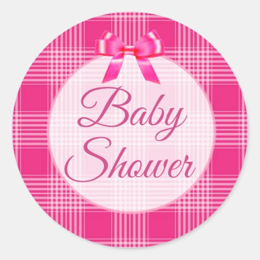 Babydusche Pink Kariert und Bow Stickers (Vorderseite)
