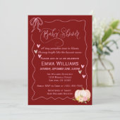 Babydusche Pink Pumpkin Bow Hört Niedliche Custom Einladung (Stehend Vorderseite)