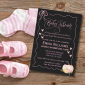 Babydusche Pink Pumpkin Bow Hört Niedliche Custom Einladung