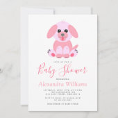 Babydusche Pink Puppy Personalisierte Einladung (Vorderseite)