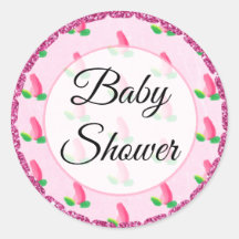Babydusche Pink Rosenknospe Stickers