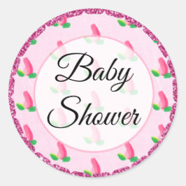 Babydusche Pink Rosenknospe Stickers