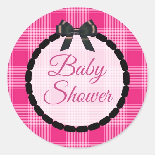 Babydusche Pink und schwarz Kariert und Aufkleber (Vorderseite)