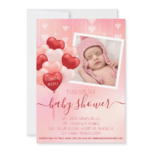 Babydusche Pink Valentine Hearts Balloons Foto
