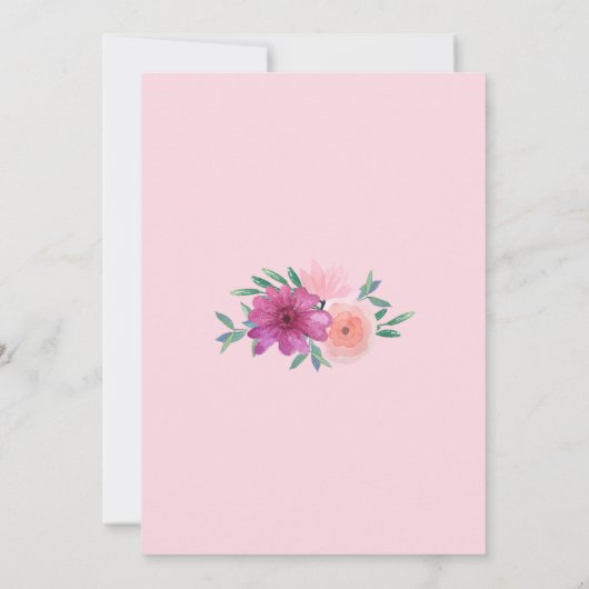 Babydusche Pink Wasserfarbe Blütenfarbe Einladung (Rückseite)