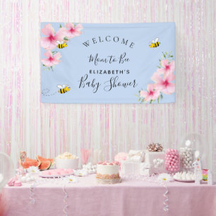 Babydusche pinkfarbene Blume Junge blauer Mutter z Banner