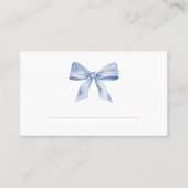 Babydusche Platzkarte mit staubblauer Schleife (Vorderseite)