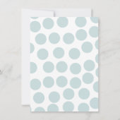 Babydusche Polka Punkte Regenschirm blau Einladung (Rückseite)