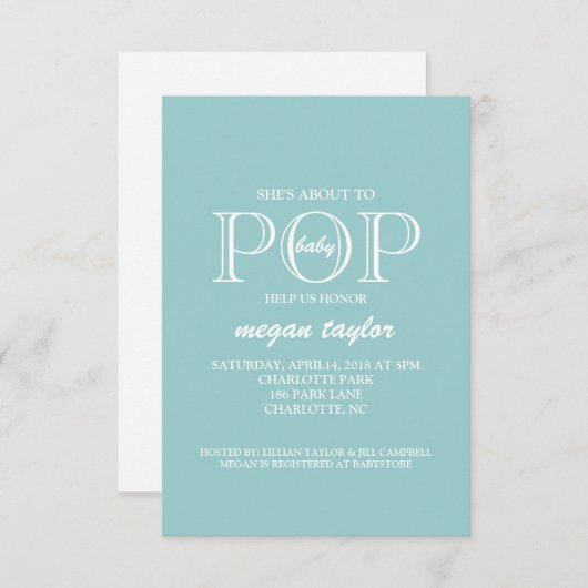 Babydusche| POP|Blase Einladung (Vorne/Hinten)