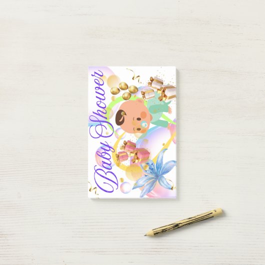 Babydusche Post-it Klebezettel (Auf Schreibtisch)