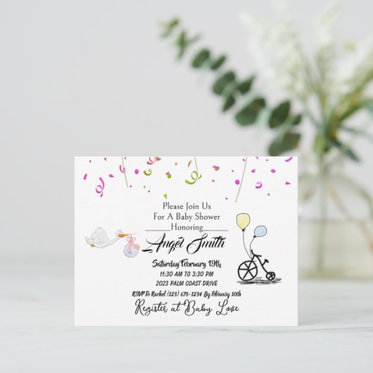 Babydusche Postkarte (Stehend Vorderseite)