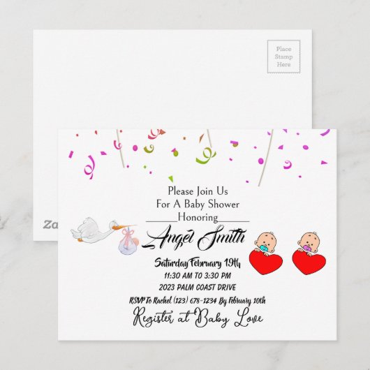 Babydusche Postkarte (Vorne/Hinten)