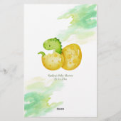 Babydusche Prädiktionsspiel Schlüpfen bald Dino Ei Briefpapier (Rückseite)