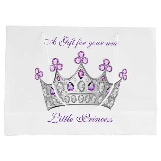 Babydusche, Princess Crown, Rosa und Lila Große Geschenktüte (Rückseite)
