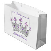 Babydusche, Princess Crown, Rosa und Lila Große Geschenktüte (Rückseite Schrägansicht)