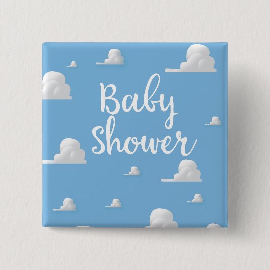 Babydusche Puffy White Clouds Button (Vorderseite)