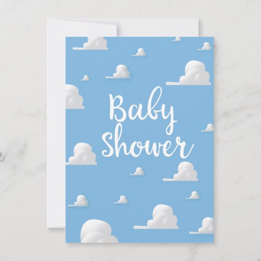 Babydusche Puffy White Clouds Einladung (Rückseite)