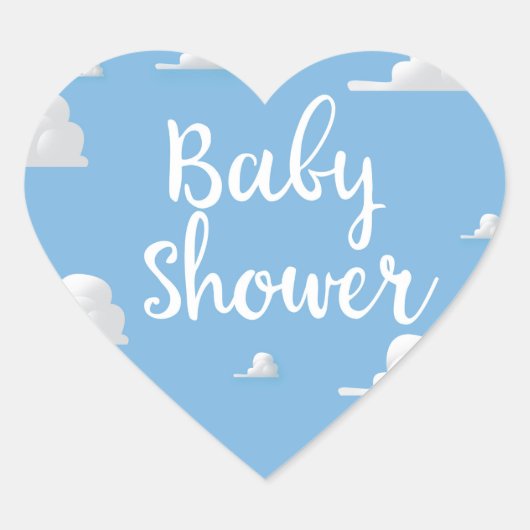 Babydusche Puffy White Clouds Herz-Aufkleber (Vorderseite)