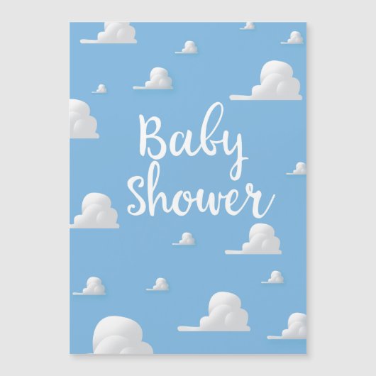 Babydusche Puffy White Clouds Magnetkarte (Vorderseite)