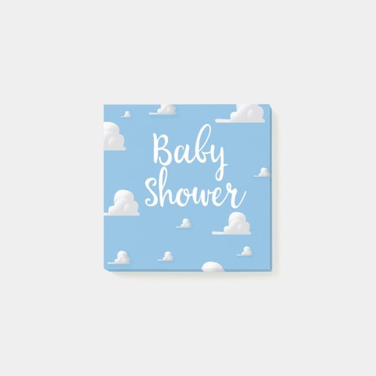 Babydusche Puffy White Clouds Post-it Klebezettel (Vorderseite)