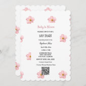 Babydusche QR Code Rosa Blumenbaby in Bloom Niedli Einladung (Vorne/Hinten)