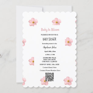 Babydusche QR Code Rosa Blumenbaby in Bloom Niedli Einladung