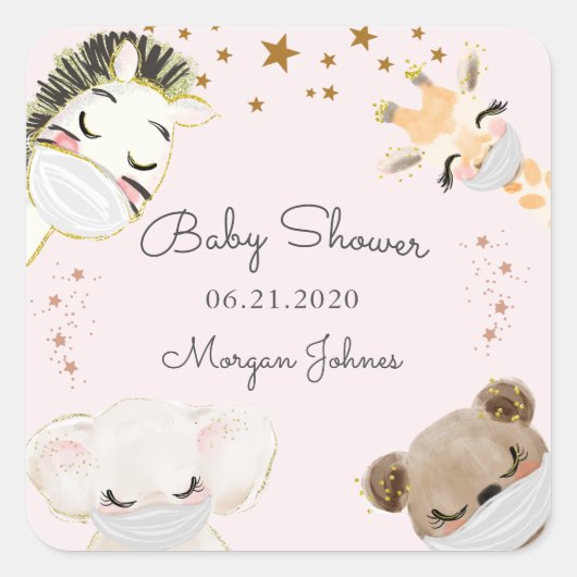 Babydusche Quadratischer Aufkleber (Vorderseite)