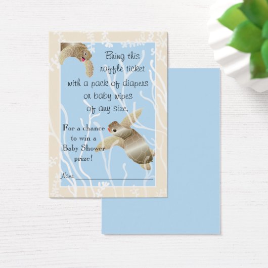 Babydusche Raffle Ticket/Creme/Blue Turtle (Schreibtisch)