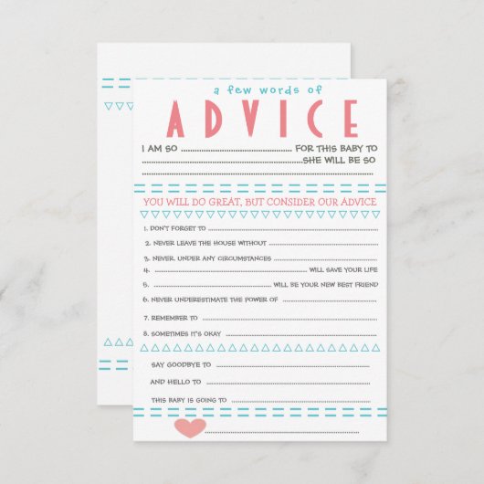 Babydusche-Ratschläge Einladung (Vorne/Hinten)