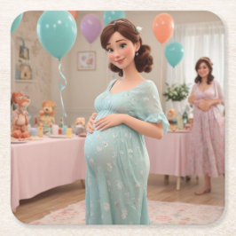 Babydusche Rechteckiger Pappuntersetzer