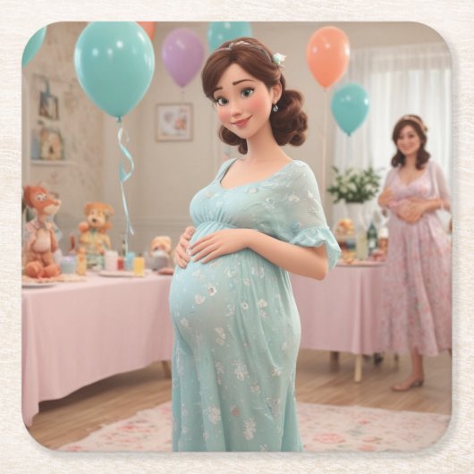 Babydusche Rechteckiger Pappuntersetzer (Vorderseite)