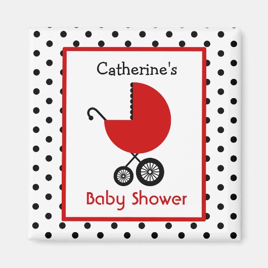 Babydusche - Red Carriage and Polka Dot Magnet (Vorne)