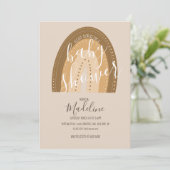 Babydusche Regenbogen Bohemisch warme Farbtöne Einladung (Stehend Vorderseite)