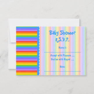 Babydusche, Regenbogenstreifen Muster. RSVP Karte