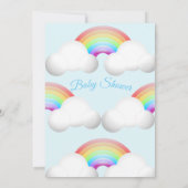 Babydusche Regenbogenwolken farbenfroh blau Einladung (Rückseite)